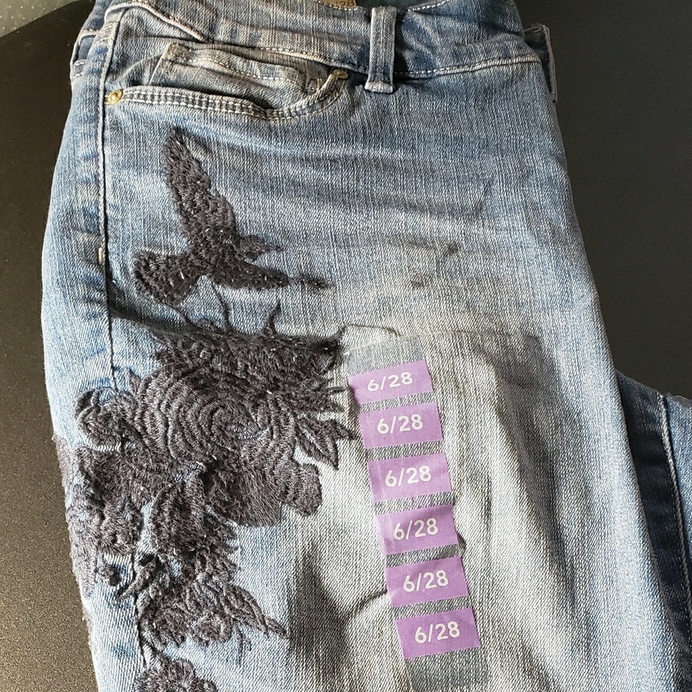 Womens Boho crop boyfriend jeans